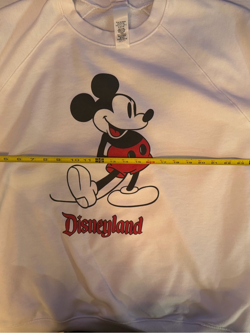 Disney White Crewneck Sweatshirt with Mickey Graphic and Red Accents
